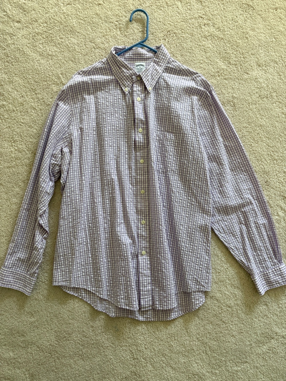Brooks Brothers Lavender and White Gingham Button-Down Shirt XL